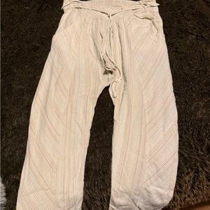 Free People Cream Drawstring Relaxed Joggers